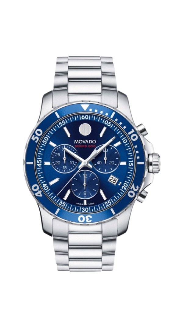 Movado Series 800 2600141 Blue Face Wrist Watch for Men Stainless Steel