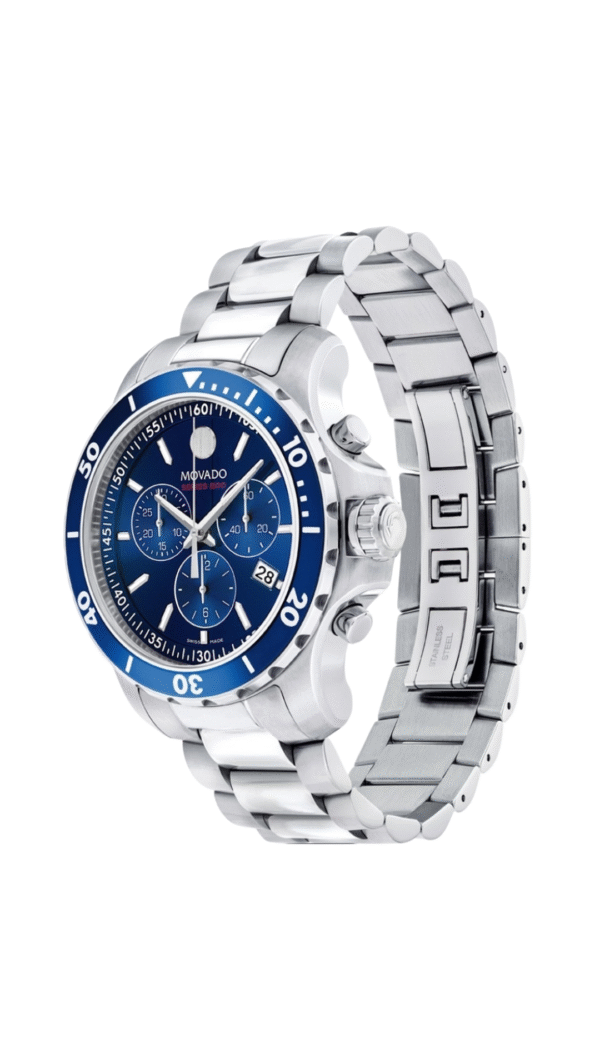 Movado Series 800 2600141 Blue Face Wrist Watch for Men Stainless Steel - Image 3