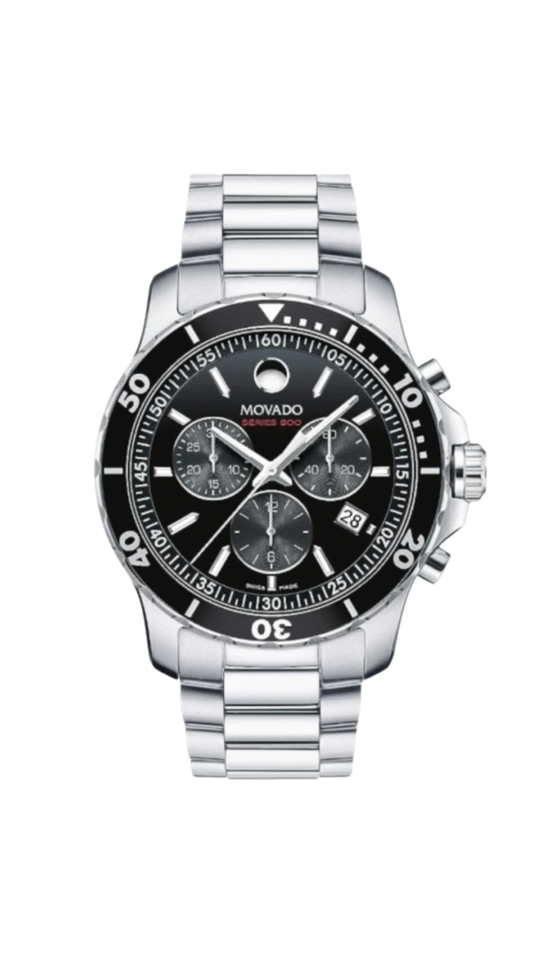 Movado Series 800 Black Face Stainless Steel