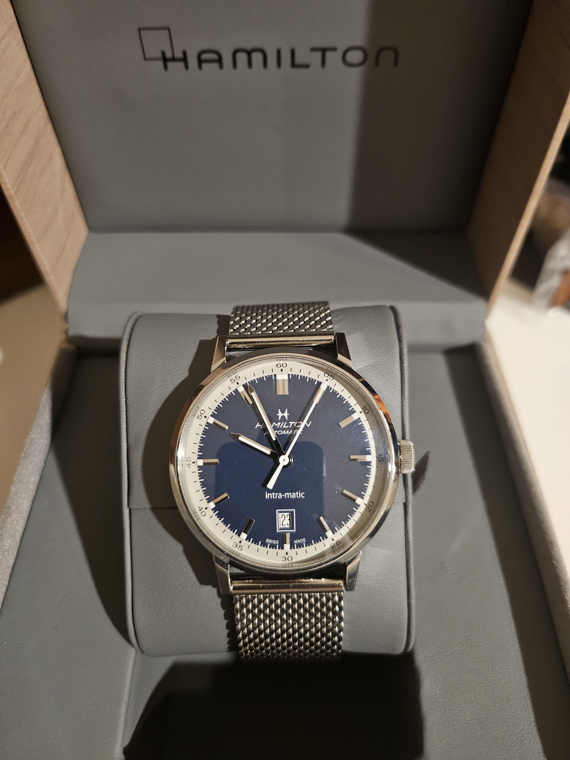 Hamilton American Classic Intra-Matic Auto Blue Dial Men’s Watch – H38425140 - Image 8