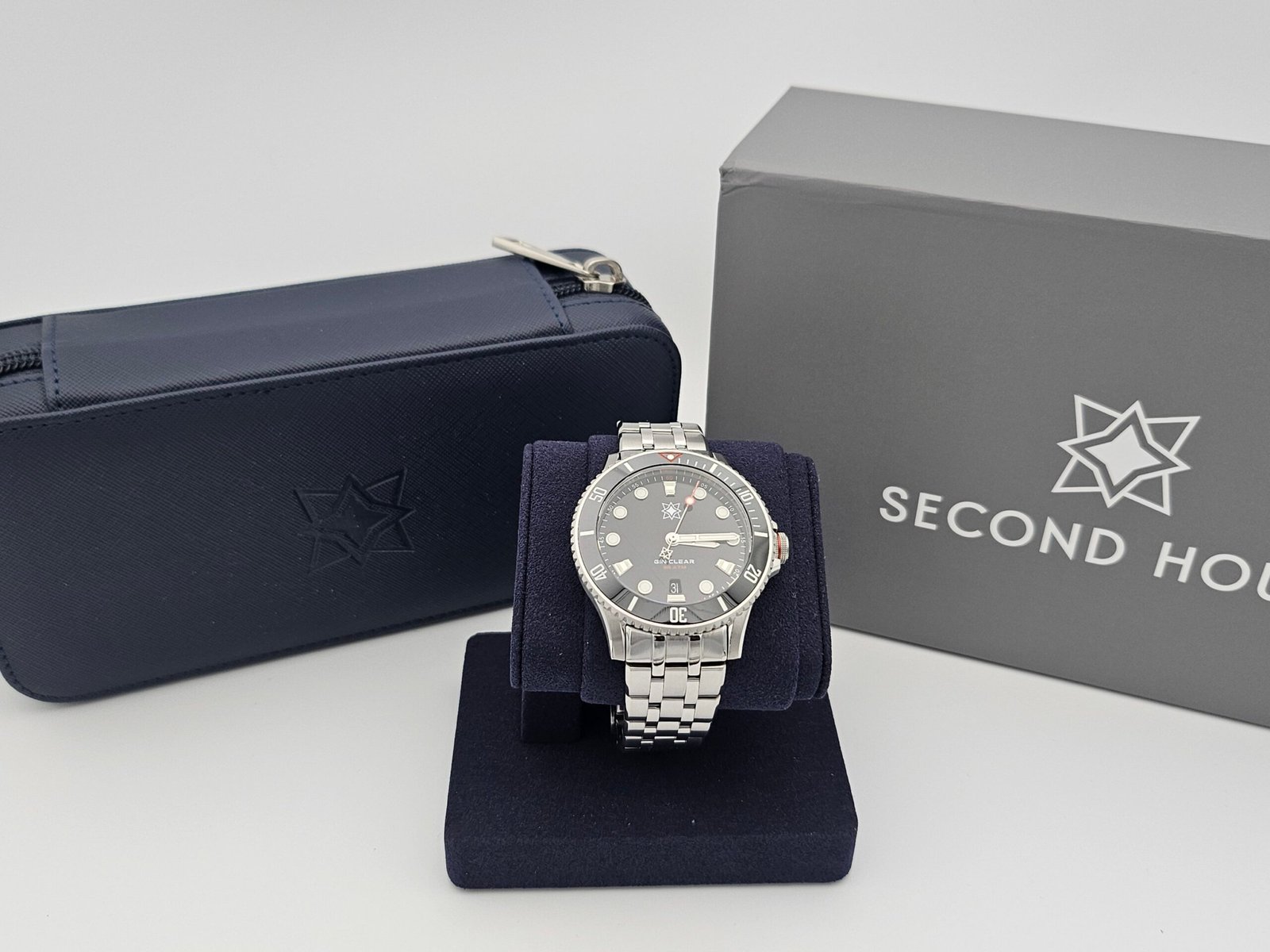 Second Hour Gin Clear Mk2 Watch with Sunburst Black Dial - SEC-HOU-01 - Image 2