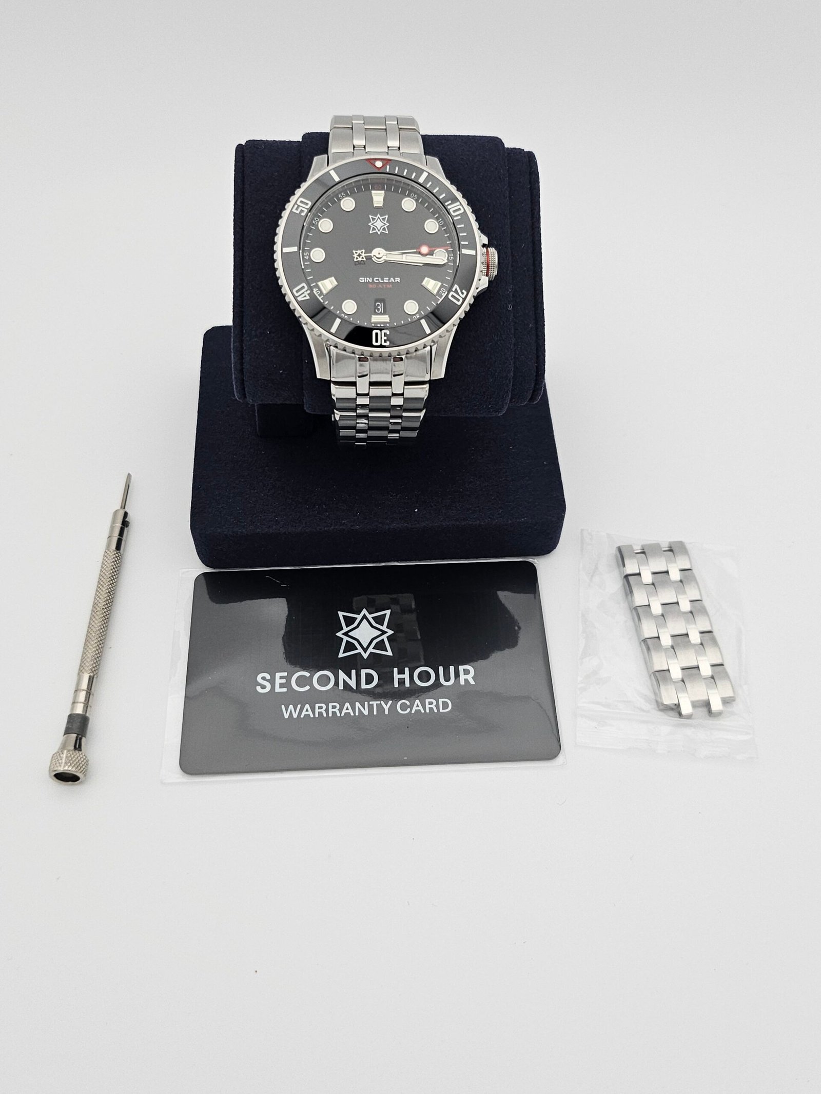 Second Hour Gin Clear Mk2 Watch with Sunburst Black Dial - SEC-HOU-01 - Image 8