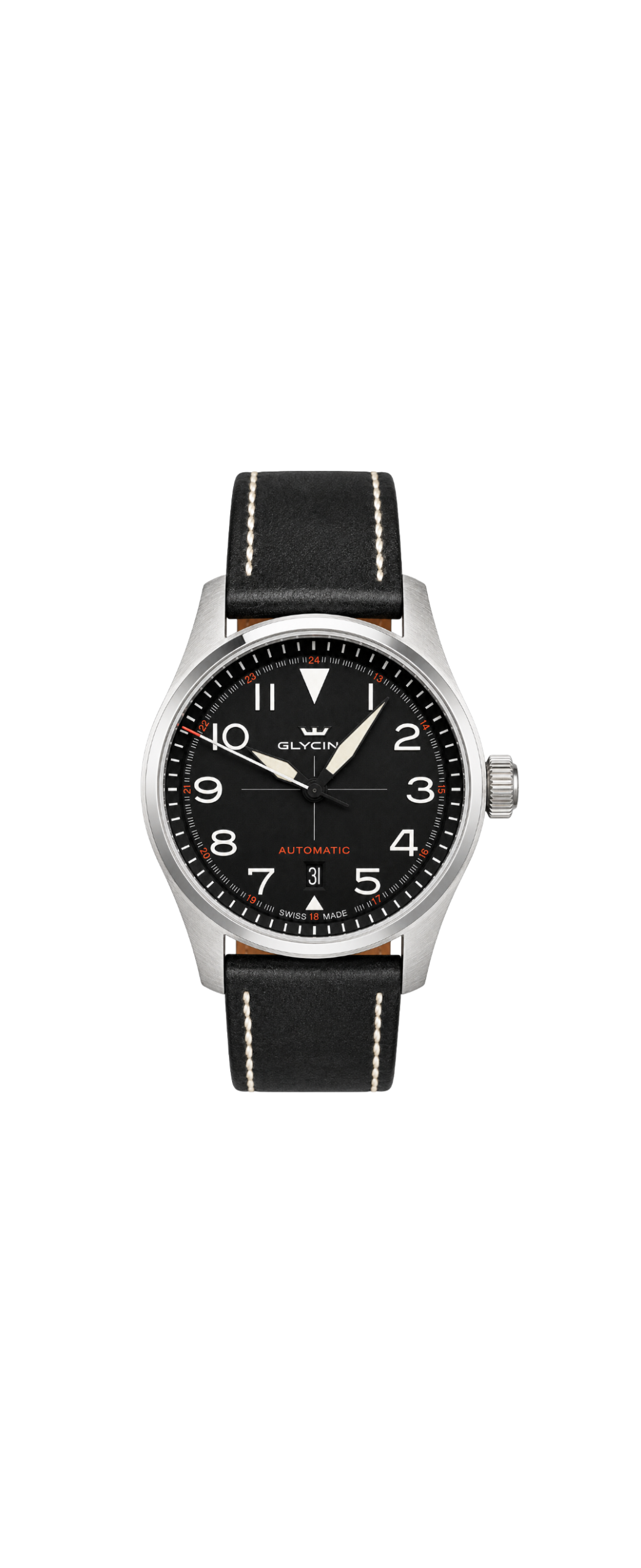 Glycine Airpilot Automatic Black Dial (Ref. GL0508) Leather Strap