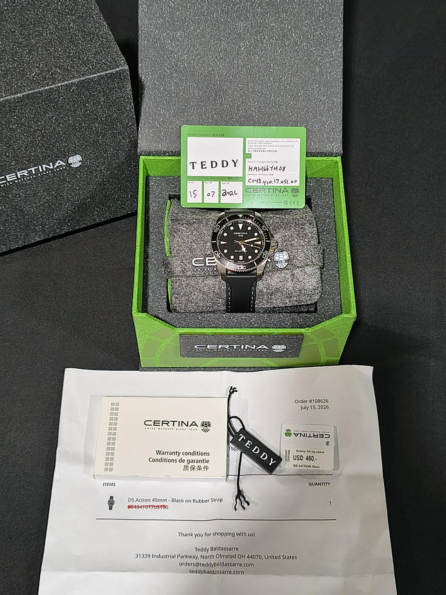 Certina DS Action 40mm Quartz Black (Ref. C048.410.17.051.00) - Image 9