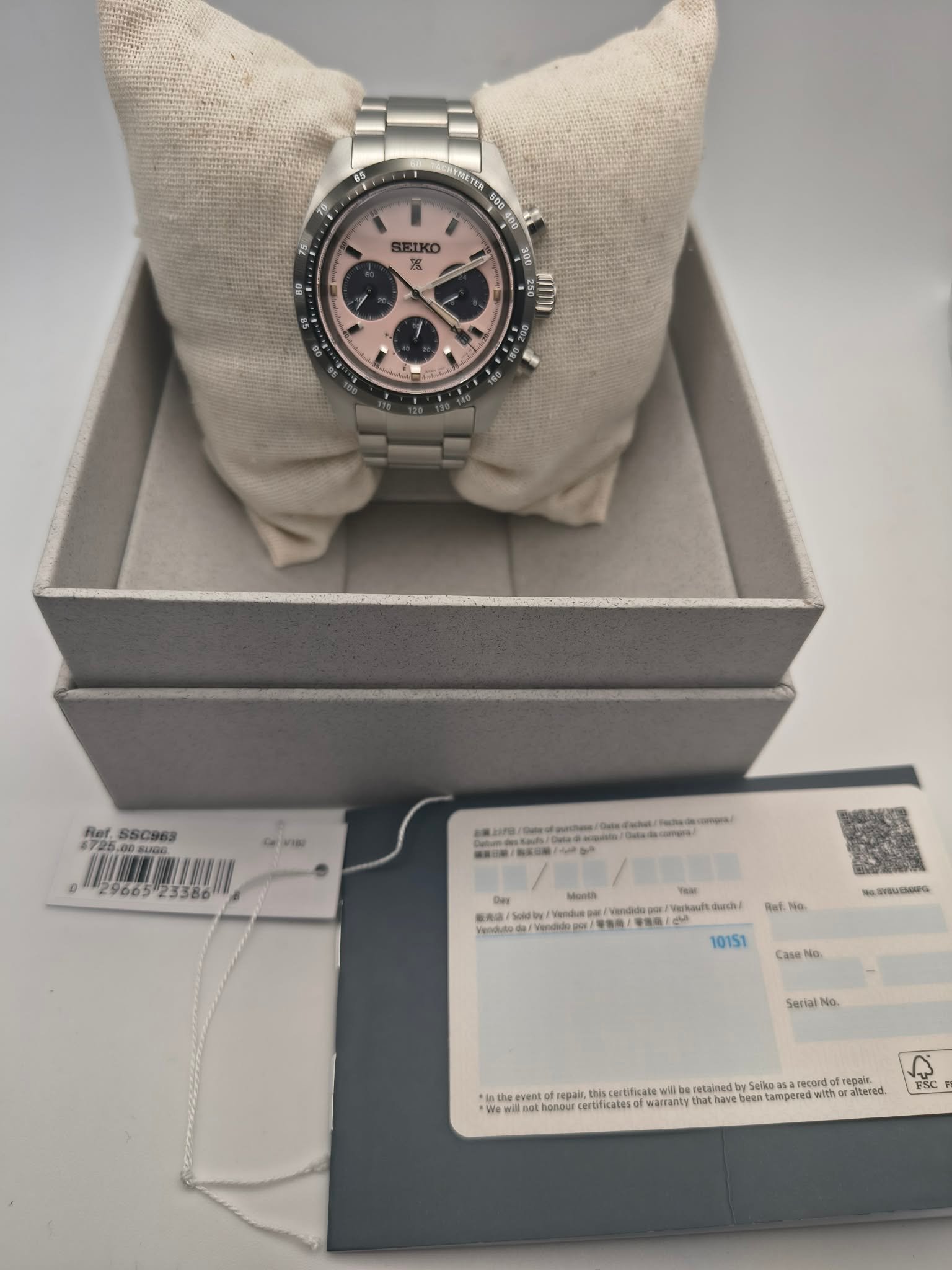 Seiko Prospex Speedtimer Solar Chronograph Pink Dial (Ref. SSC963) - Image 12