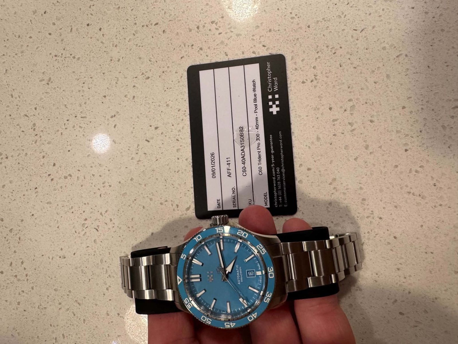 Christopher Ward C60 Trident Pro 300 40mm Pool Blue (Ref. C60-40ADA31S0BB2-B0) - Image 2