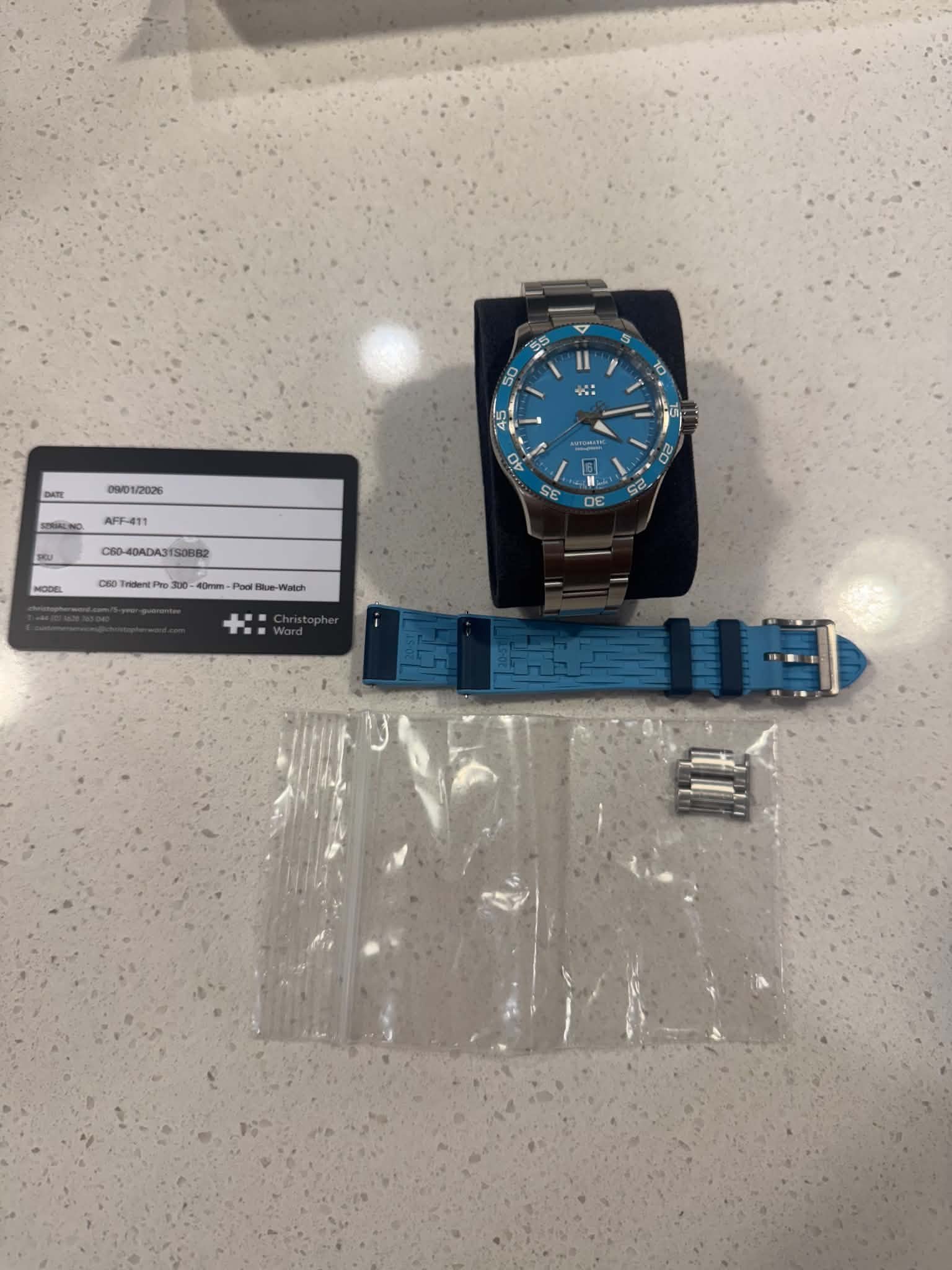 Christopher Ward C60 Trident Pro 300 40mm Pool Blue (Ref. C60-40ADA31S0BB2-B0) - Image 5