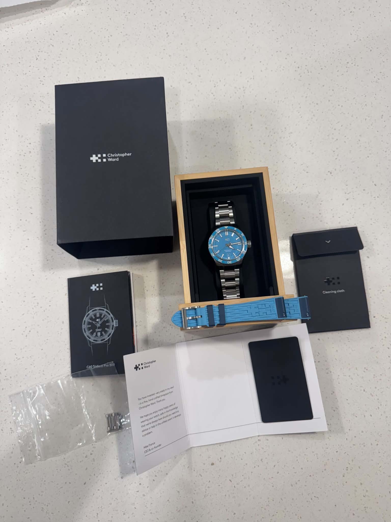Christopher Ward C60 Trident Pro 300 40mm Pool Blue (Ref. C60-40ADA31S0BB2-B0) - Image 7
